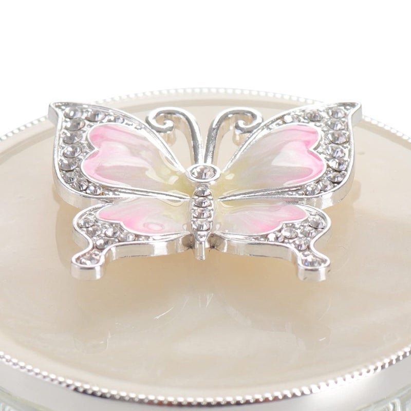 LASODY Butterfly Jewelry Storage Box for Rings Earrings Necklace Treasure Chest Organizer Jewelry Keepsake Gift Box Case for Girl Women (Butterfly w/Big Crystal box, Silver Plate) - Image 4